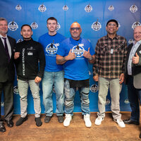 vl. Ralf Hansen, Nenad Stancic, Simon Rieth, Thomas Teige, Brian Al Amin, Olaf Jessen